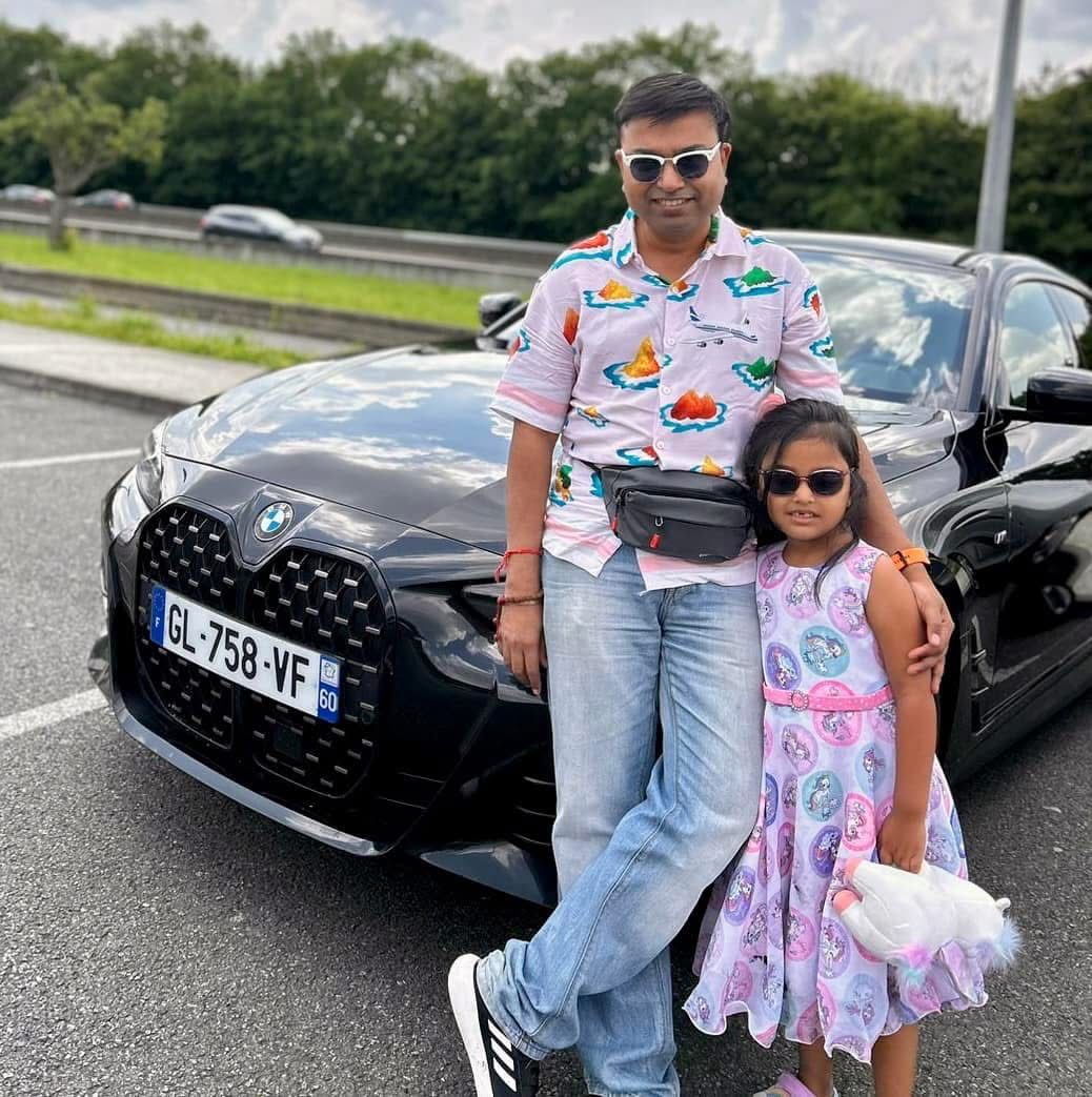 Drono Acharya with his daughter, enjoying family time abroad—cherishing moments beyond the spotlight.