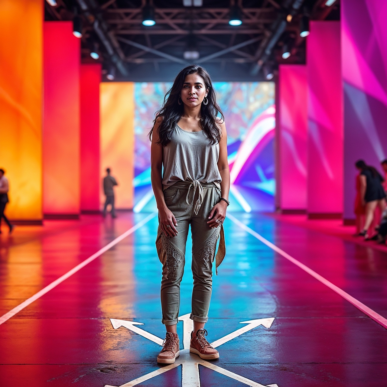 Indian woman at a creative crossroads choosing her artistic path with confidence, representing fearless exploration in fashion and beyond.